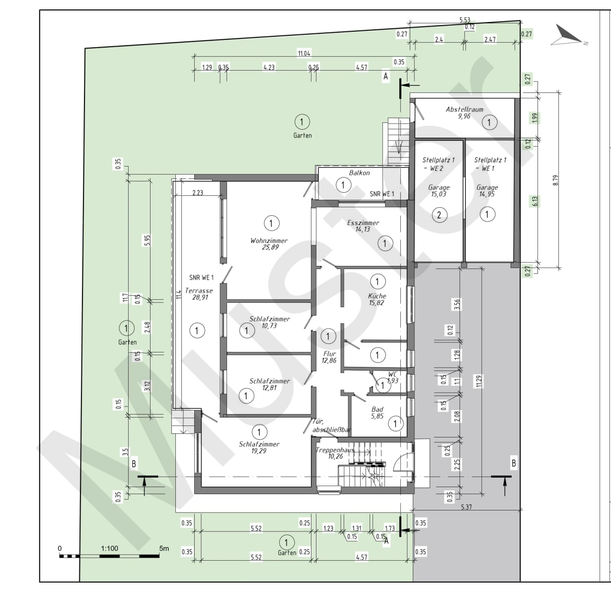 Grundriss-Ausschnitt aus dem GEOKONTUR-Musterplan